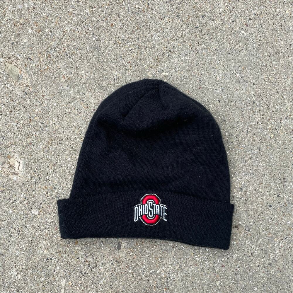 Nike Ohio State Buckeyes Beanie Black Cuffed Knit Hat Red Swoosh NCAA OSFM